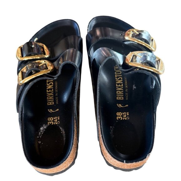 Birkenstock Arizona Big Buckle Black Leather Sandals Size 38 New Store Display - Picture 9 of 16